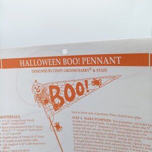 Vintage Felt Craft Patterns, Halloween Boo! Pennant, Kunin 1990s
